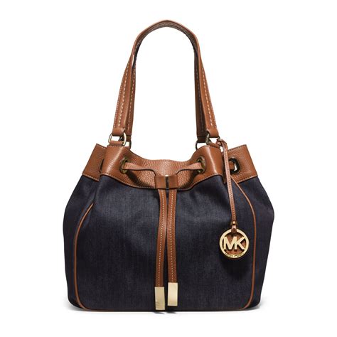 michael kors blue black|Michael Kors blue denim purse.